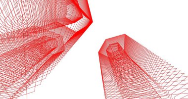 3d mimari duvar kağıdı tasarımı, dijital bina çizimi 