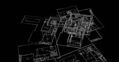 Mimari sanat konseptinde soyut çizgiler, minimum geometrik şekiller. 