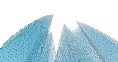 Arkaplanda mimari bina 3d illüstrasyon