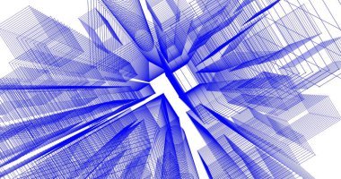 Arkaplanda mimari bina 3d illüstrasyon