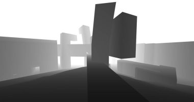 Arkaplanda mimari bina 3d illüstrasyon