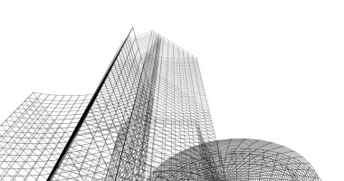 Mimari sanat konseptinde soyut çizgiler, minimum geometrik şekiller. 