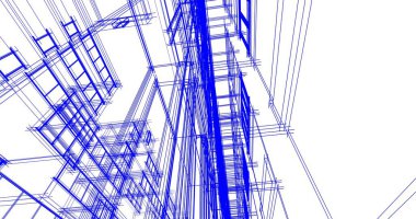 Mimari sanat konseptinde soyut çizgiler, minimum geometrik şekiller. 