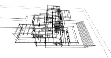 Mimari sanat konseptinde soyut çizgiler, minimum geometrik şekiller. 