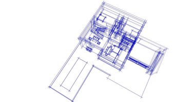 Mimari sanat konseptinde soyut çizgiler, minimum geometrik şekiller. 