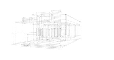 Arkaplanda mimari bina 3d illüstrasyon