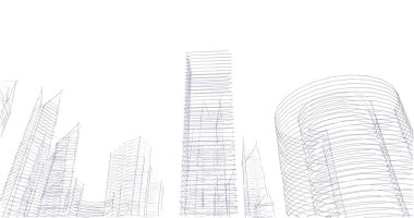 Arkaplanda mimari bina 3d illüstrasyon