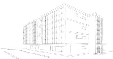 Mimari sanat konseptinde soyut çizgiler, minimum geometrik şekiller. 