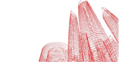 Arkaplanda mimari bina 3d illüstrasyon