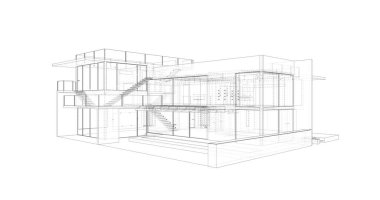 Arkaplanda mimari bina 3d illüstrasyon