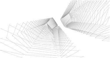 Mimari sanat konseptinde soyut çizgiler, minimum geometrik şekiller. 