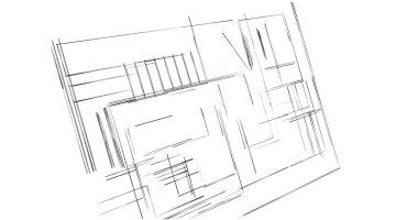 Mimari sanat konseptinde soyut çizgiler, minimum geometrik şekiller. 