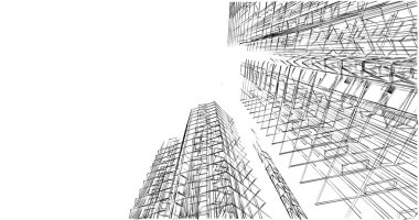 Mimari sanat konseptinde soyut çizgiler, minimum geometrik şekiller. 