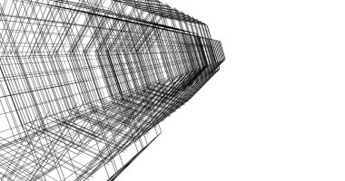 Arkaplanda mimari bina 3d illüstrasyon