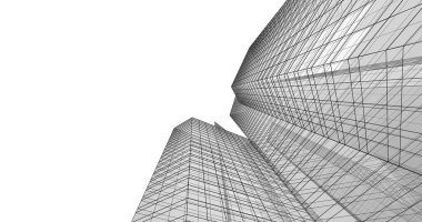 Arkaplanda mimari bina 3d illüstrasyon