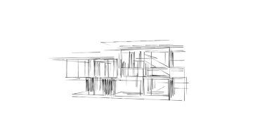 Mimari sanat konseptinde soyut çizgiler, minimum geometrik şekiller. 