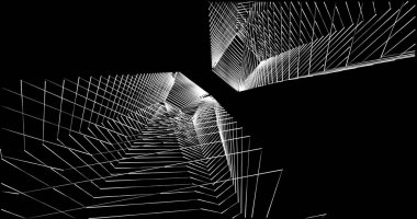 Mimari sanat konseptinde soyut çizgiler, minimum geometrik şekiller. 