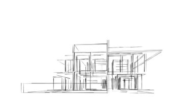 Mimari sanat konseptinde soyut çizgiler, minimum geometrik şekiller. 