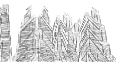 Mimari sanat konseptinde soyut çizgiler, minimum geometrik şekiller. 