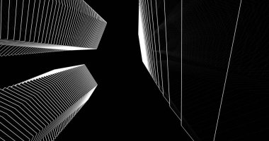 3d mimari duvar kağıdı tasarımı, dijital bina çizimi 