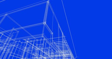 Mimari sanat konseptinde soyut çizgiler, minimum geometrik şekiller. 