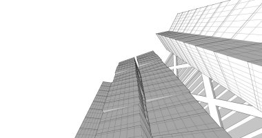 Arkaplanda mimari bina 3d illüstrasyon