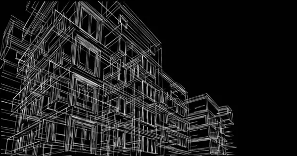 Projeto Geométrico Mínimo Dos Edifícios Arquitetônicos — Fotografia de Stock