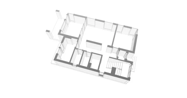 Líneas Abstractas Dibujo Concepto Arte Arquitectónico Formas Geométricas Mínimas —  Fotos de Stock