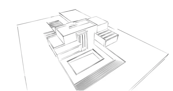 Disegno Astratto Carta Parati Architettonica Sfondo Concetto Digitale — Foto Stock