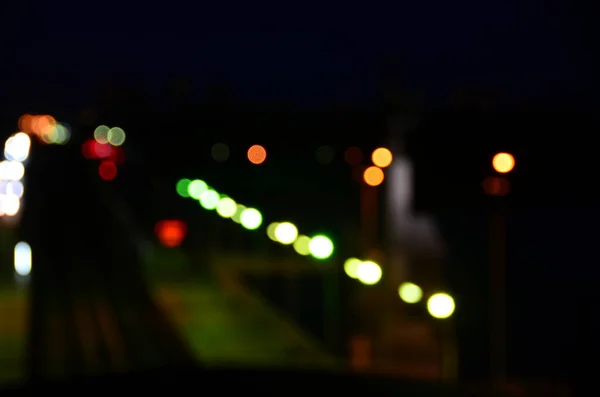 Luzes Abstratas Borradas Fundo Cidade Noite — Fotografia de Stock