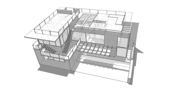 Minimalny Projekt Geometryczny Budynków Architektonicznych — Zdjęcie stockowe