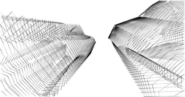 Abstraktní Kreslicí Čáry Architektonickém Pojetí Minimální Geometrické Tvary — Stock fotografie