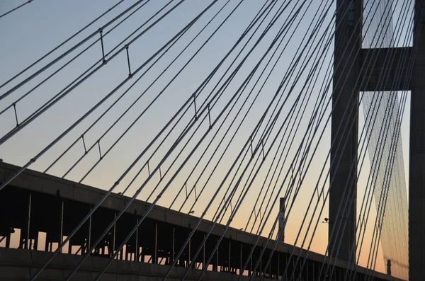 Modern Magas Híd Városi Építészet Koncepció Háttér — Stock Fotó