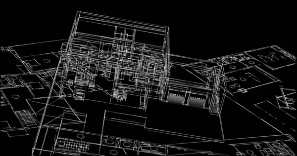 Abstraktní Kreslicí Čáry Architektonickém Pojetí Minimální Geometrické Tvary — Stock fotografie