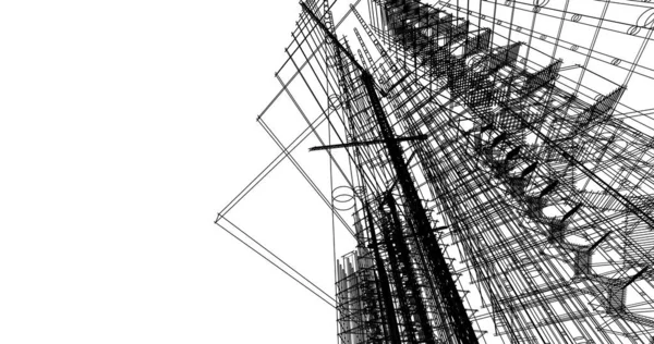 Abstract Drawing Lines Architectural Art Concept Minimal Geometrical Shapes — Stock Photo, Image