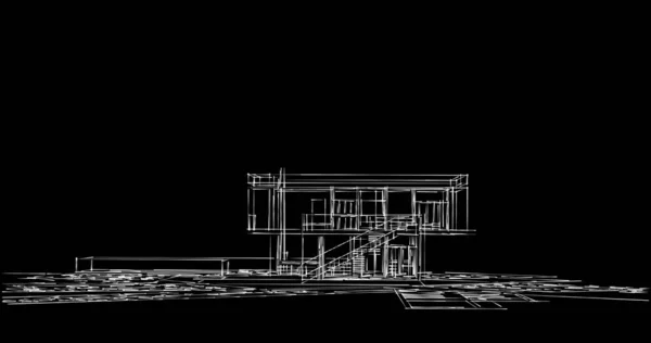 Abstrakcyjne Linie Rysunku Koncepcji Sztuki Architektonicznej Minimalne Kształty Geometryczne — Zdjęcie stockowe