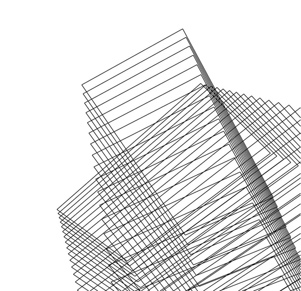 Minimal Çizim Sanatı Geometrik Mimari Binalar Tasarımı — Stok fotoğraf