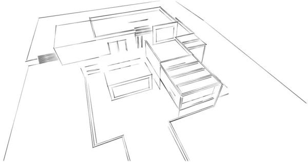 建筑墙纸设计 数字概念背景 — 图库照片