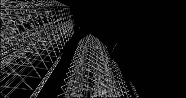 Linhas Abstratas Desenho Conceito Arte Arquitetônica Formas Geométricas Mínimas — Fotografia de Stock