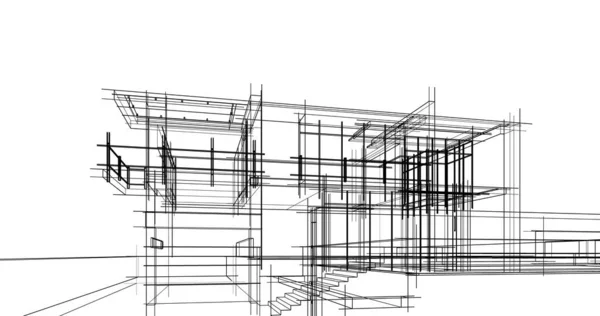 Lignes Dessin Abstraites Dans Concept Art Architectural Formes Géométriques Minimales — Photo