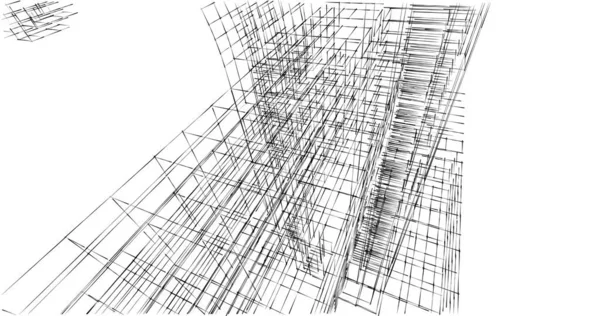 Abstraktní Kreslicí Čáry Architektonickém Pojetí Minimální Geometrické Tvary — Stock fotografie