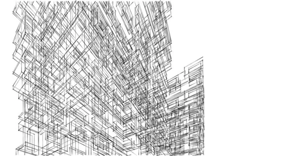 Abstrakcyjne Linie Rysunku Koncepcji Sztuki Architektonicznej Minimalne Kształty Geometryczne — Zdjęcie stockowe