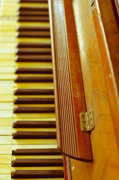 Vintage Zongora Közelkép Felvétel Konceptuális Művészeti Háttér — Stock Fotó
