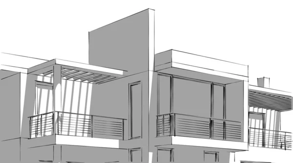 Líneas Abstractas Dibujo Concepto Arte Arquitectónico Formas Geométricas Mínimas — Foto de Stock