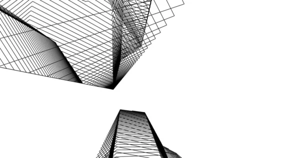 Abstrakcyjne Linie Rysunku Koncepcji Sztuki Architektonicznej Minimalne Kształty Geometryczne — Zdjęcie stockowe