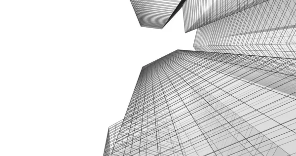 Arkaplanda mimari bina 3d illüstrasyon