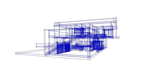 Abstraktní Kreslicí Čáry Architektonickém Pojetí Minimální Geometrické Tvary — Stock fotografie