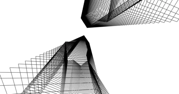 Abstrakti Piirustus Linjat Arkkitehtonisen Taiteen Käsite Minimaalinen Geometriset Muodot — kuvapankkivalokuva