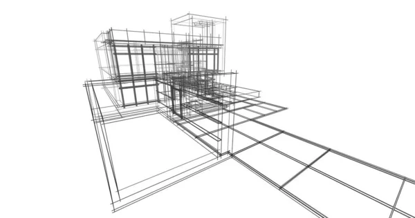 Líneas Abstractas Dibujo Concepto Arte Arquitectónico Formas Geométricas Mínimas — Foto de Stock