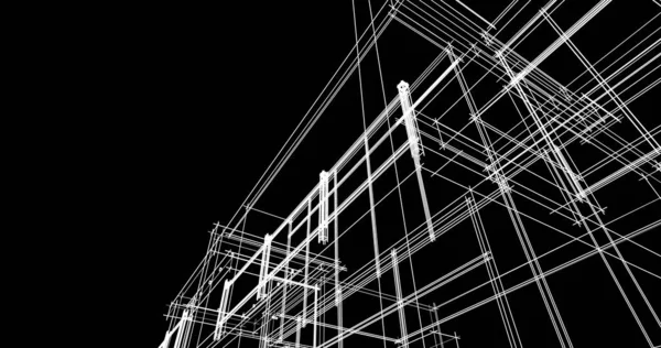 Projekt Geometrycznych Budynków Architektonicznych — Zdjęcie stockowe